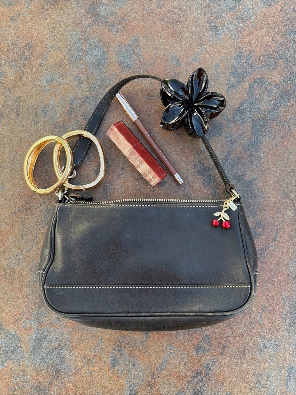 Vintage 2002 Coach Demi Baguette Bag With Coach Cherry Charm